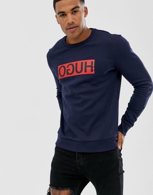 HUGO Dicago logo sweatshirt in navy | ASOS