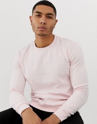HUGO - Dicago - Sweater met logo op de borst in roze