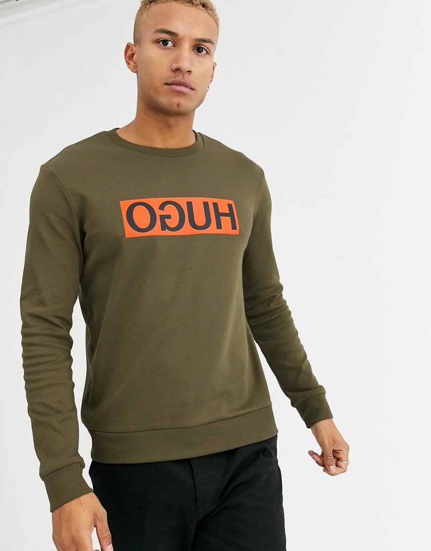 HUGO - Dicago - Sweatshirt met logo in kaki-Groen