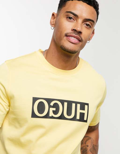 HUGO Dicagolino box logo t shirt in yellow