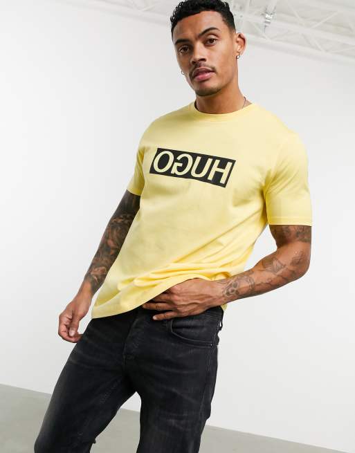 HUGO Dicagolino box logo t shirt in yellow