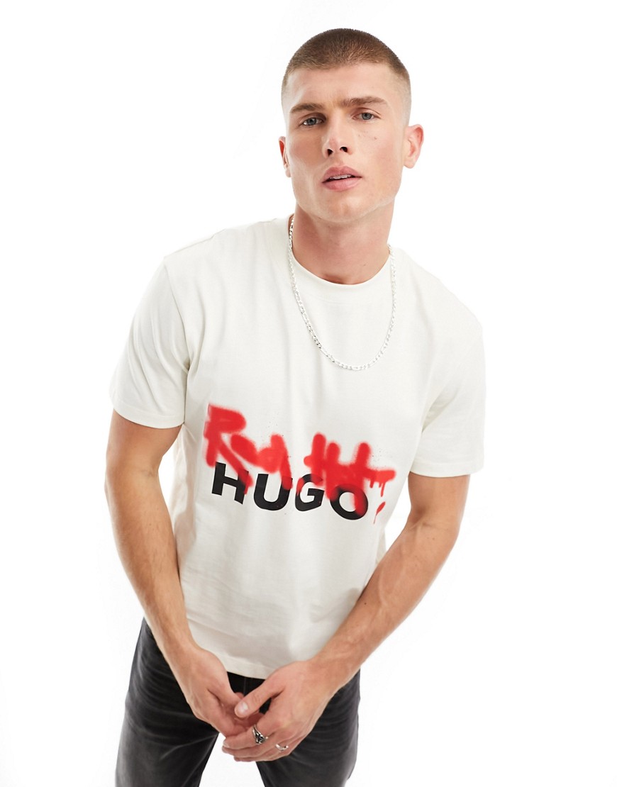 HUGO Dikino oversized fit t-shirt in white