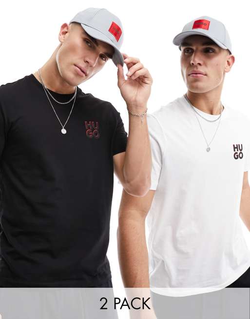 HUGO - Dimento - Set van 2 T-shirts in zwart en wit