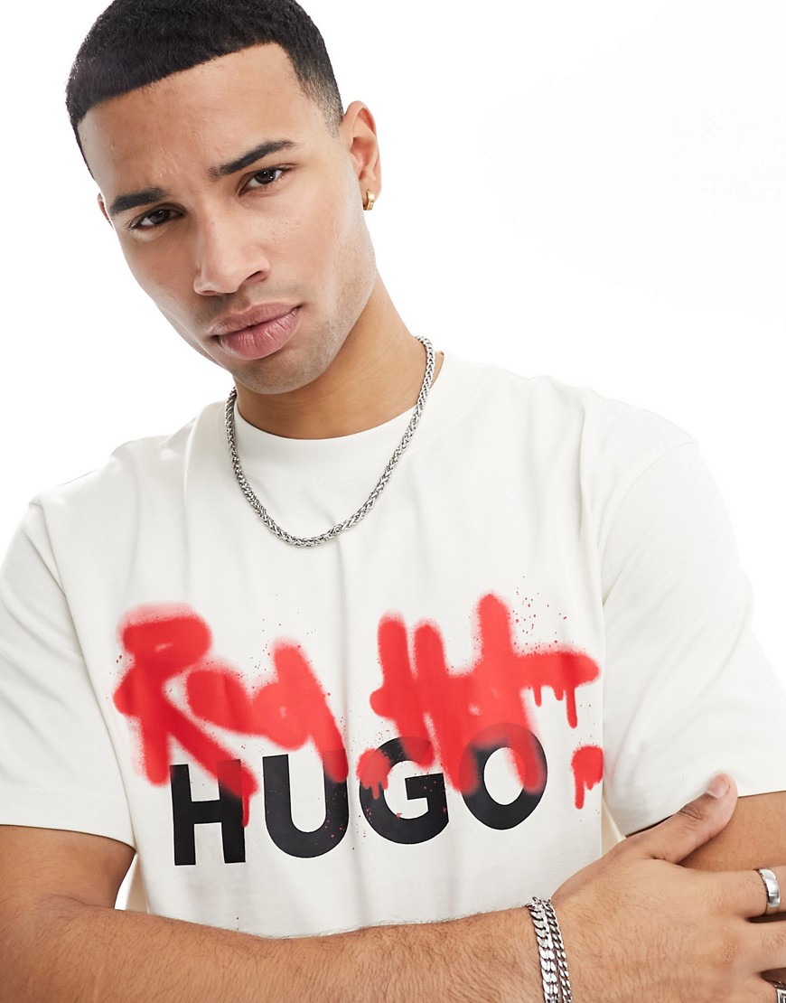 HUGO Dinricko relaxed fit logo t-shirt in white