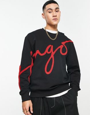 HUGO Diraffe horizontal script logo sweatshirt in black