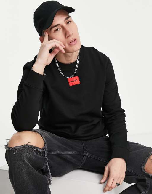 HUGO – Diragol – Sweatshirt in Schwarz mit Box-Logo  