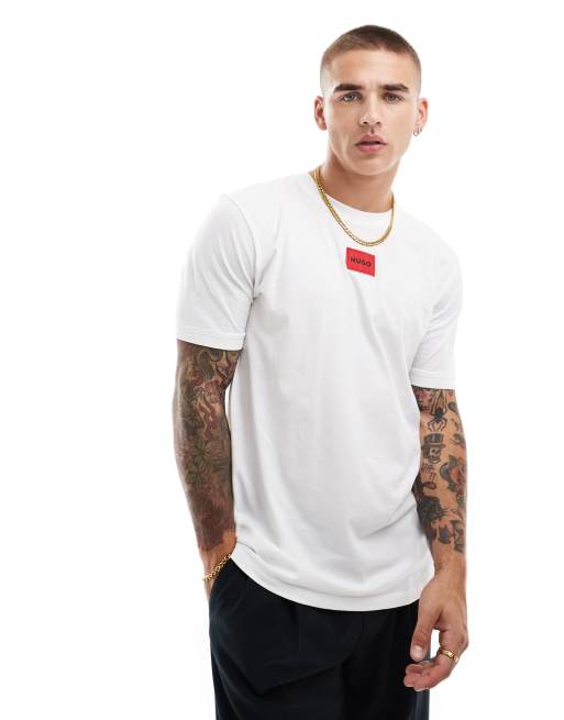 Hugo – Diragolino – Biały T-shirt z logo w ramce, 2 z 4