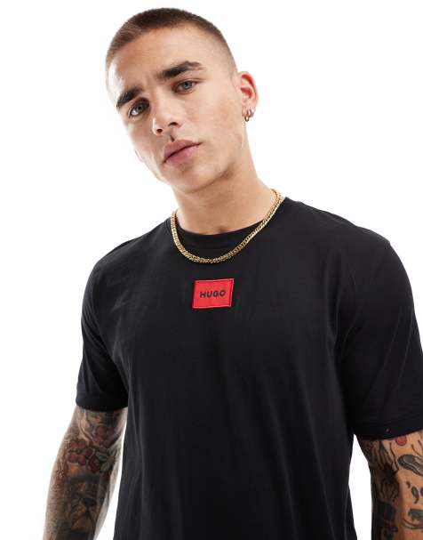 HUGO Diragolino box logo t-shirt in black - view 1