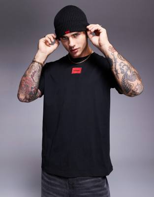 Hugo Red Hugo Diragolino box logo tshirt in black - BLACK
