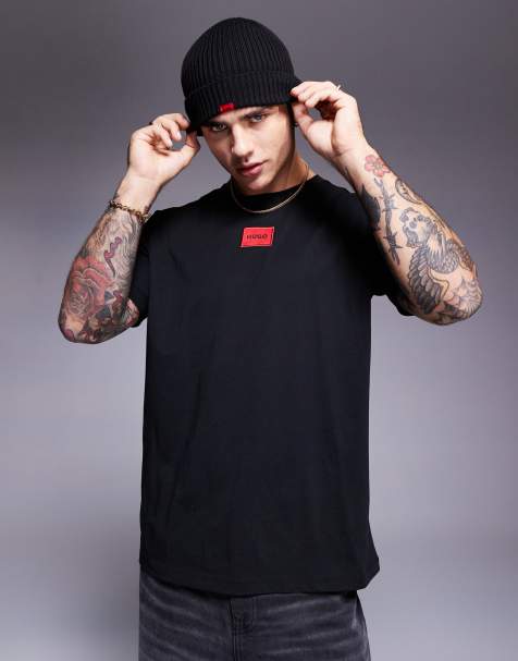 Hugo Diragolino box logo tshirt in black   - BLACK - view 1