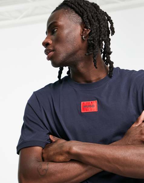 Hugo Diragolino box logo tshirt in navy   - view 1