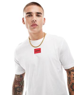 Hugo Red Hugo Diragolino box logo tshirt in white - WHITE