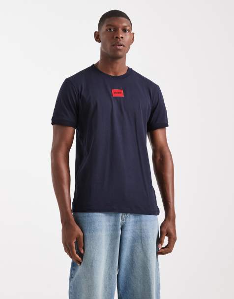 Hugo Diragolino box logo tshirt in navy  