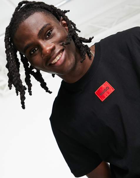 Hugo - Diragolino - T-shirt med bokslogo i sort - view 1