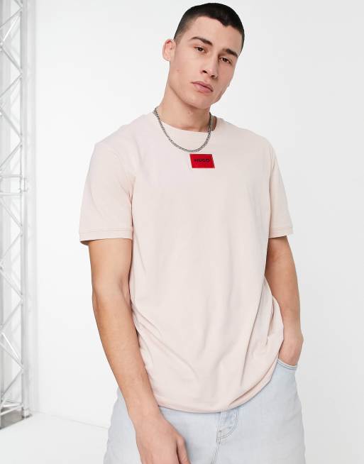 Hugo - Diragolino - T-shirt met klein omkaderd logo in roze