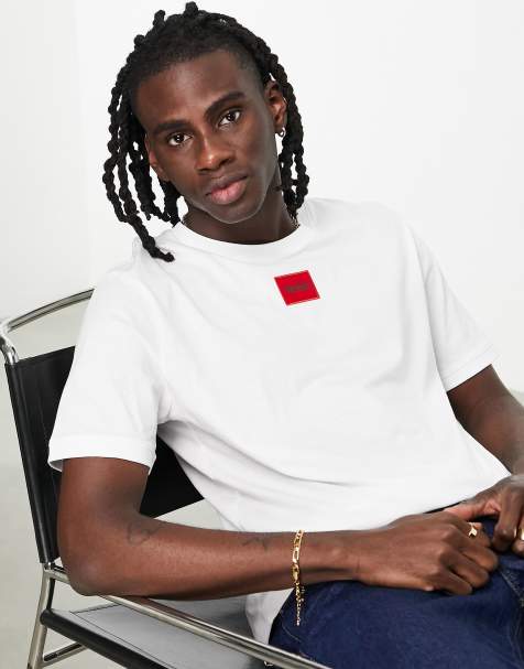 Hugo - Diragolino - T-shirt met vierkant logo in wit - view 1