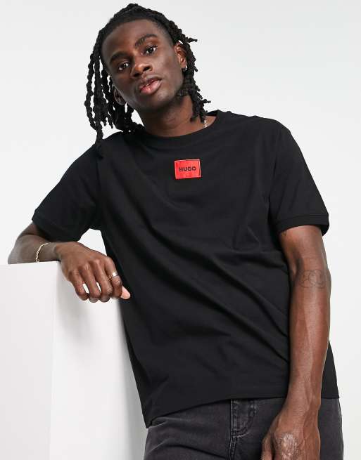 Hugo - Diragolino - T-shirt met vierkant logo in zwart  , 2 van 4