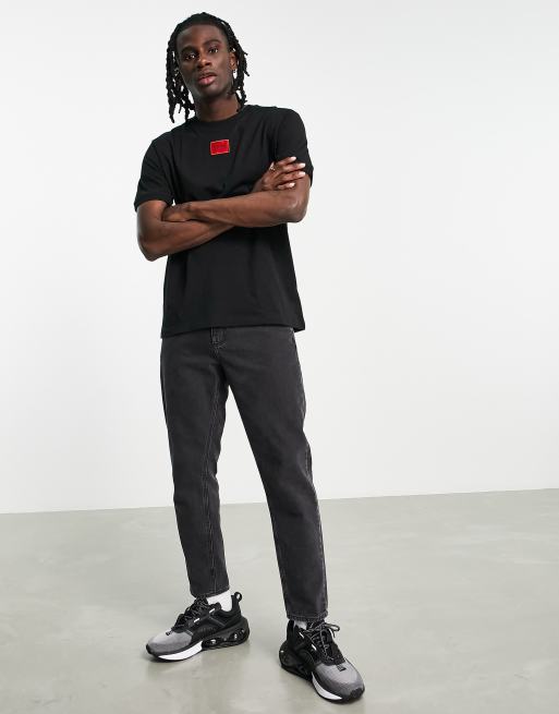 Hugo - Diragolino - T-shirt met vierkant logo in zwart  , 4 van 4