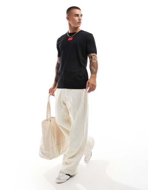 HUGO - Diragolino - T-shirt nera con logo squadrato, 3 di 4