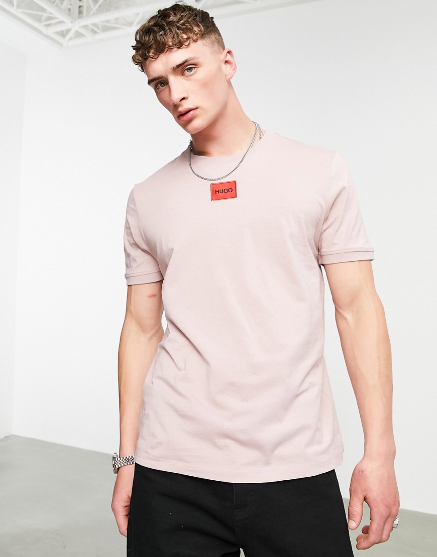 HUGO Diragolino212 contrast box logo t-shirt in light pink
