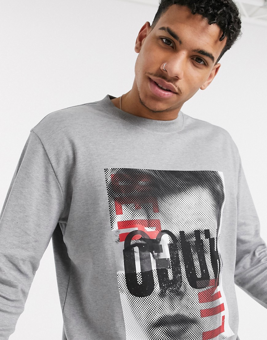 HUGO Dision graphic print sweatshirt-Grey