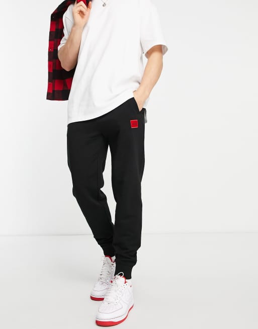 Hugo Doak box logo joggers in black ASOS