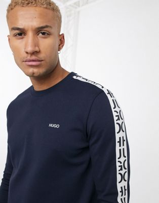 Hugo Doby Taped Arm Sweat In Navy 