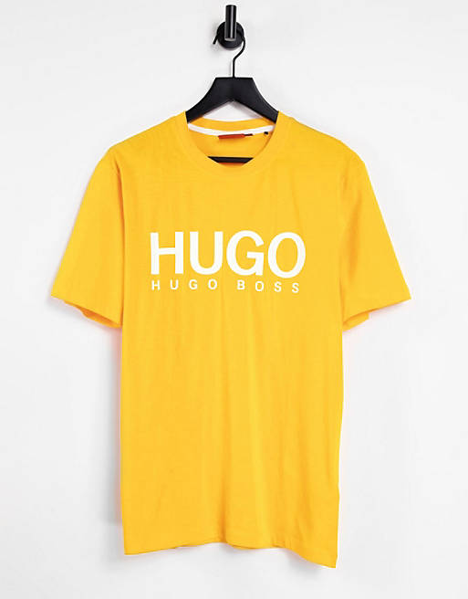 HUGO Dolive large logo t-shirt in bright orange