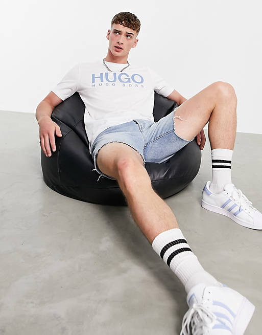 Men HUGO Dolive large logo t-shirt in white 