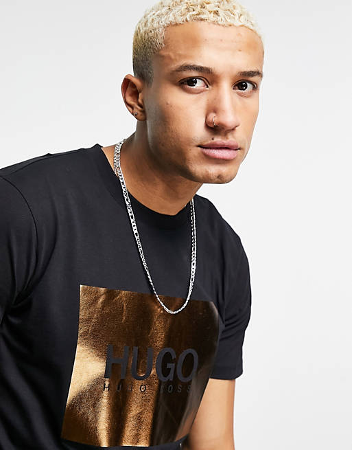 T-Shirts & Vests Hugo Dolive metallic logo t-shirt in black 