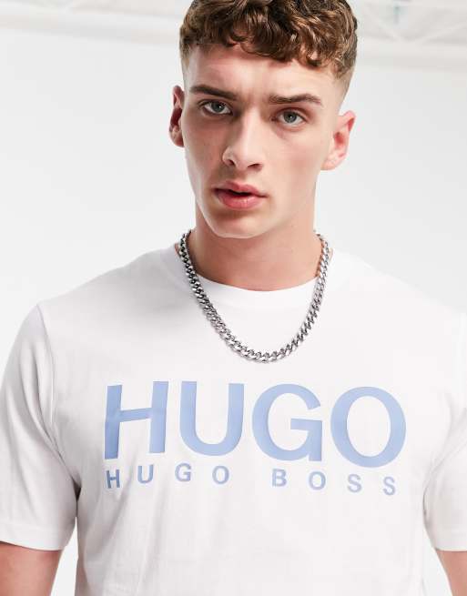 Hugo Dolive T Shirt à Grand Logo Blanc Asos 