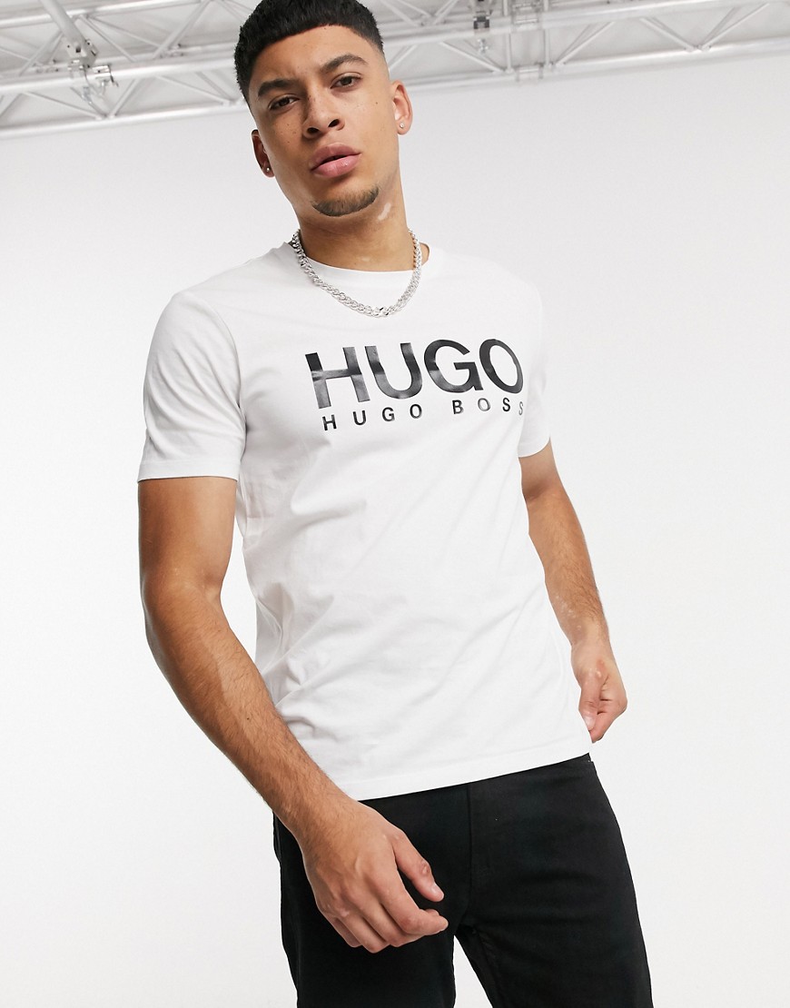 HUGO - Dolive - T-shirt bianca con logo grande-Bianco