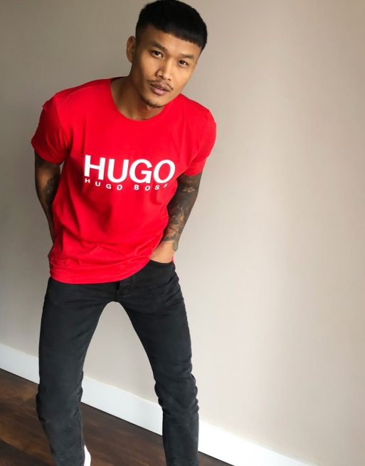 Hugo Dolive U3 Logo T Shirt In Red Exclusive At Asos Asos 