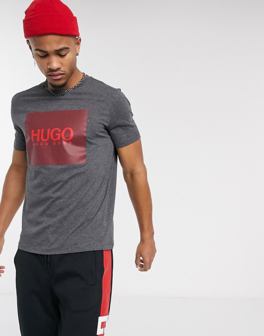 HUGO Dolive201 box logo t-shirt in grey