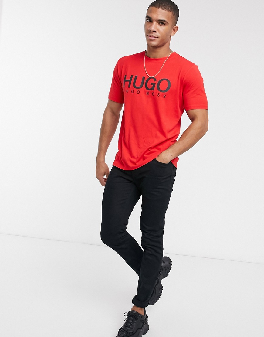 HUGO Dolive204 large contrast logo t-shirt in red