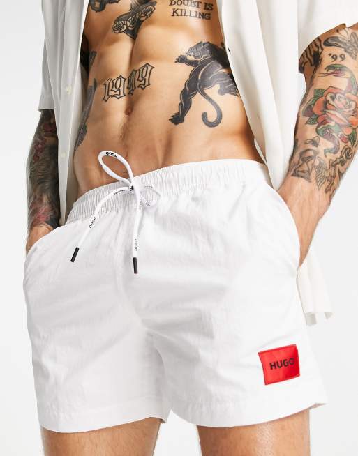 Hugo boss white clearance swim shorts