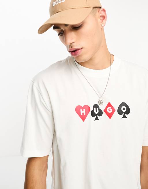 HUGO – Doober – Locker geschnittenes T-Shirt in Weiß mit Logo