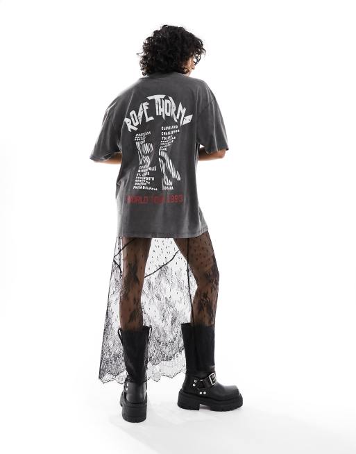HUGO Drisela oversized graphic tee in washed black