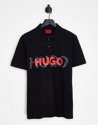 Hugo Red Hugo Dristofano logo polo in black