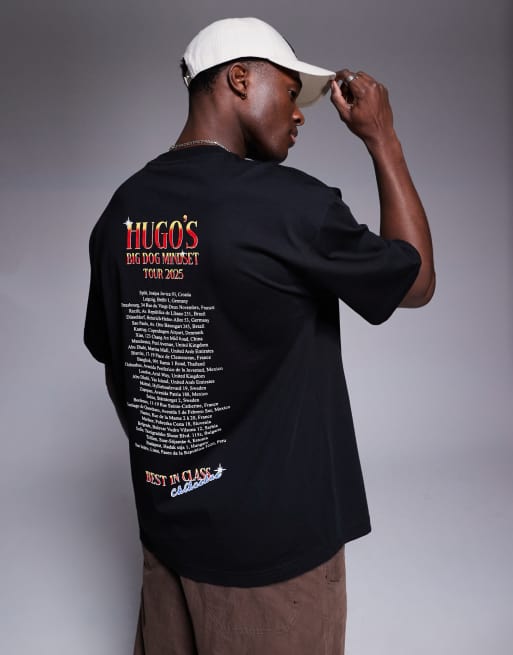HUGO – Dugie – Svart t-shirt i oversize med hundtryck och logga, 4 av 4