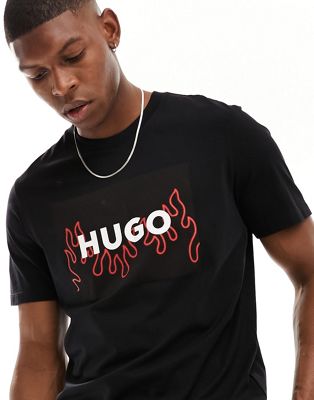 HUGO Dulive box logo t-shirt in black - ASOS Price Checker
