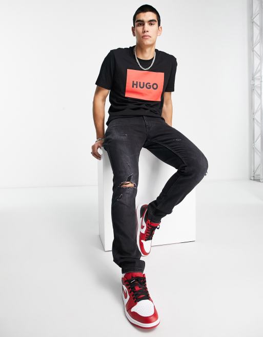 Hugo – Dulive – Czarny T-shirt z logo , 2 z 4