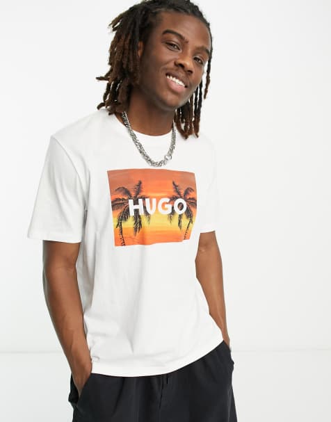 HUGO Dulive Vennice box logo t-shirt in white - view 1