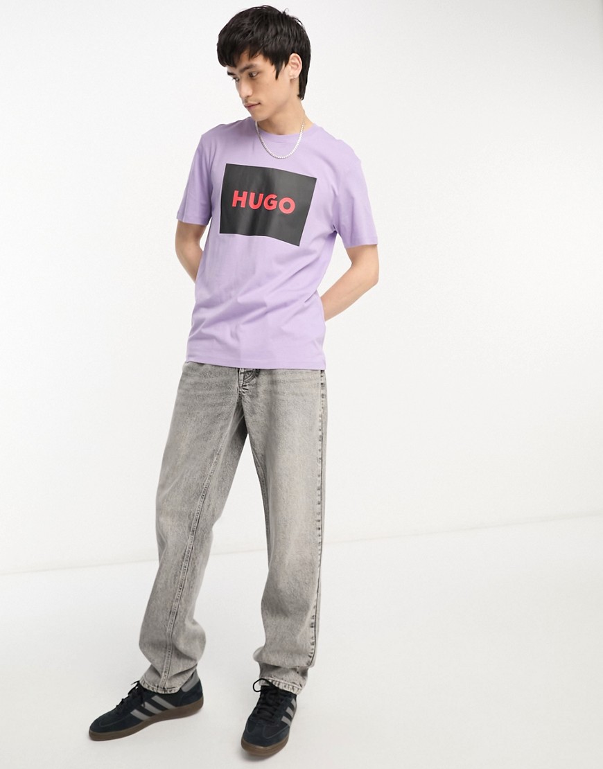 Dulive222 - T-shirt viola aperto con riquadro del logo - HUGO T-shirt donna  - immagine1