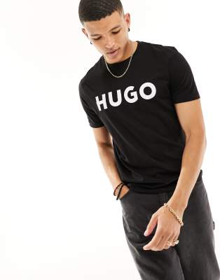 Hugo Red Hugo Dulivio boyfriend fit logo t-shirt in black