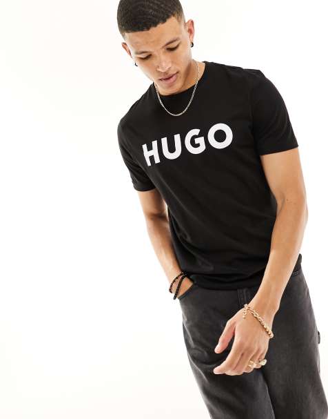 HUGO Dulivio boyfriend fit logo t-shirt in black - view 1