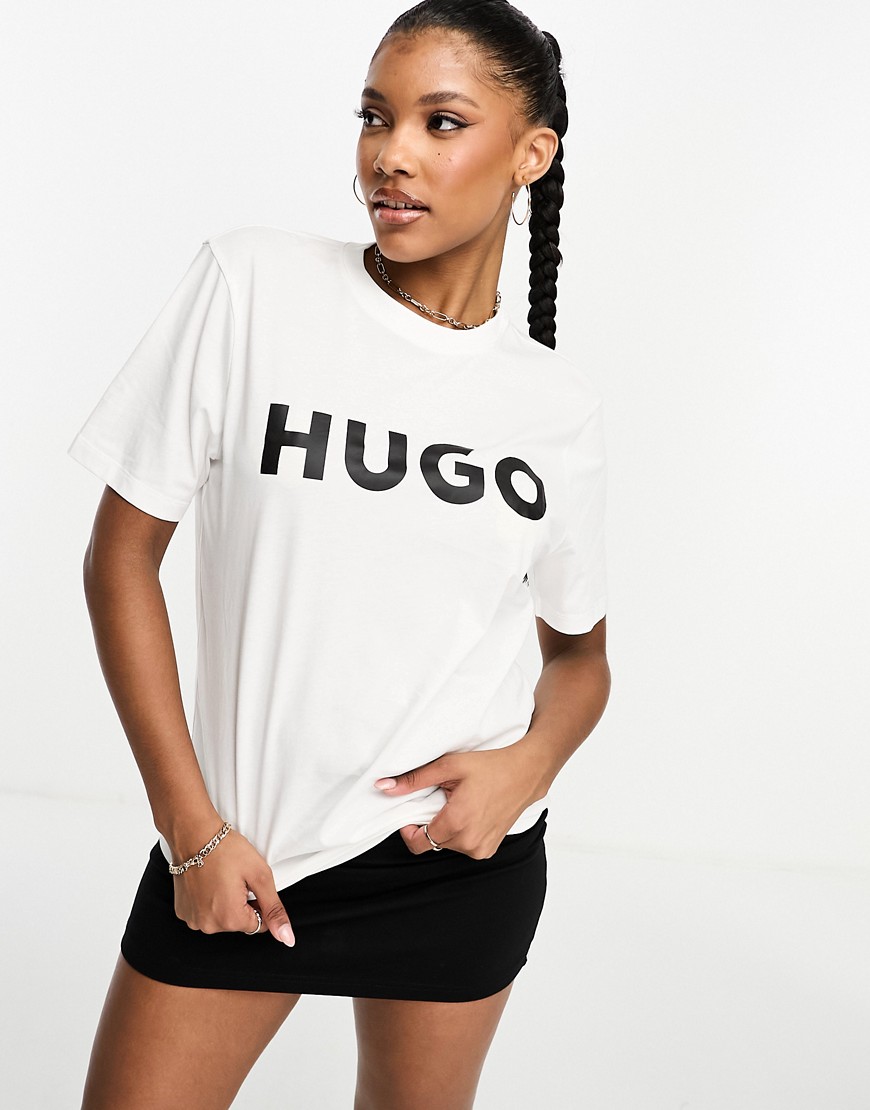 Hugo Dulivio boyfriend fit logo t-shirt in White