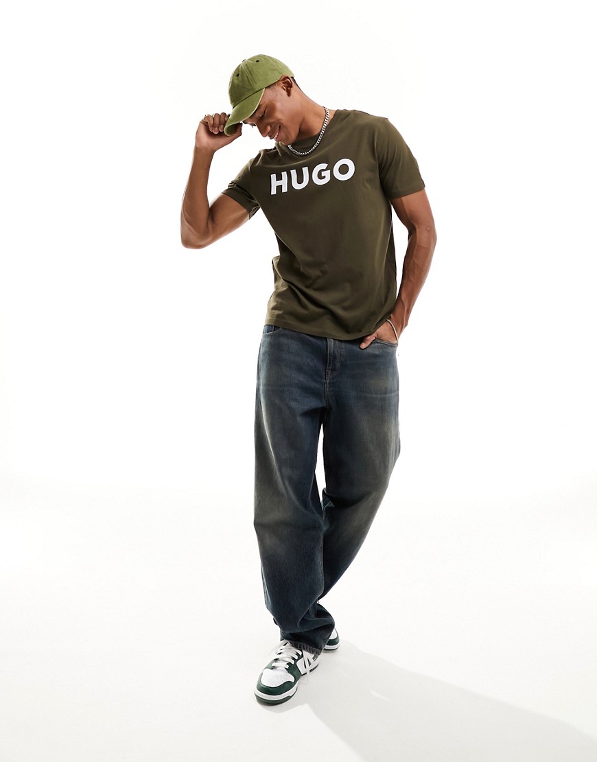 HUGO Dulivio logo t-shirt in dark green
