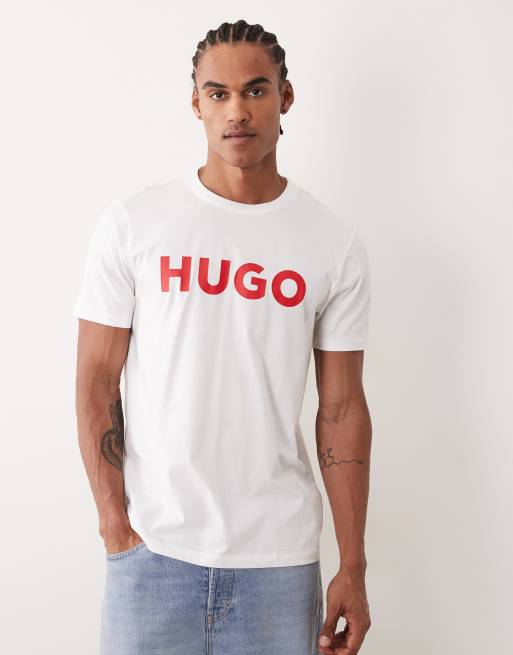 Hugo - Dulivio - T-shirt à logo rouge - Blanc  , 2 de 5