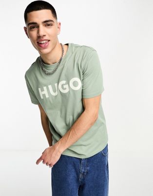 HUGO Dulivio logo t-shirt in pastel green - ASOS Price Checker